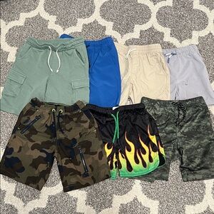 7 pair of toddler boys’ shorts, size 5T, solids and camo EUC!